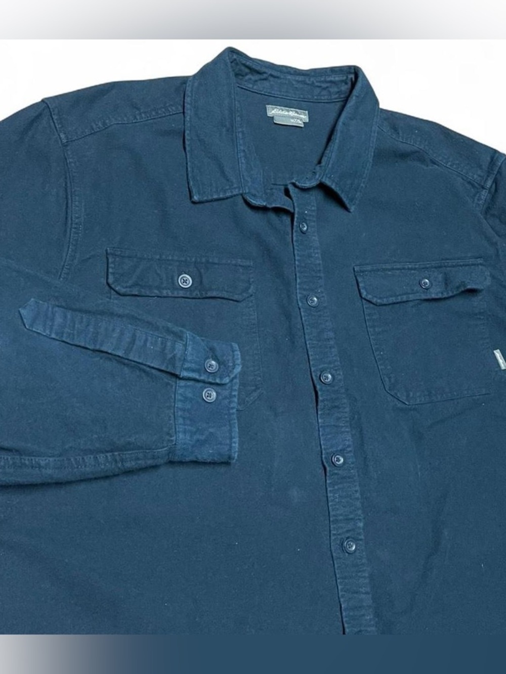 Eddie Bauer Men's Long Sleeve Heavy Cotton Navy Button Down Size 2XL Outdoor
